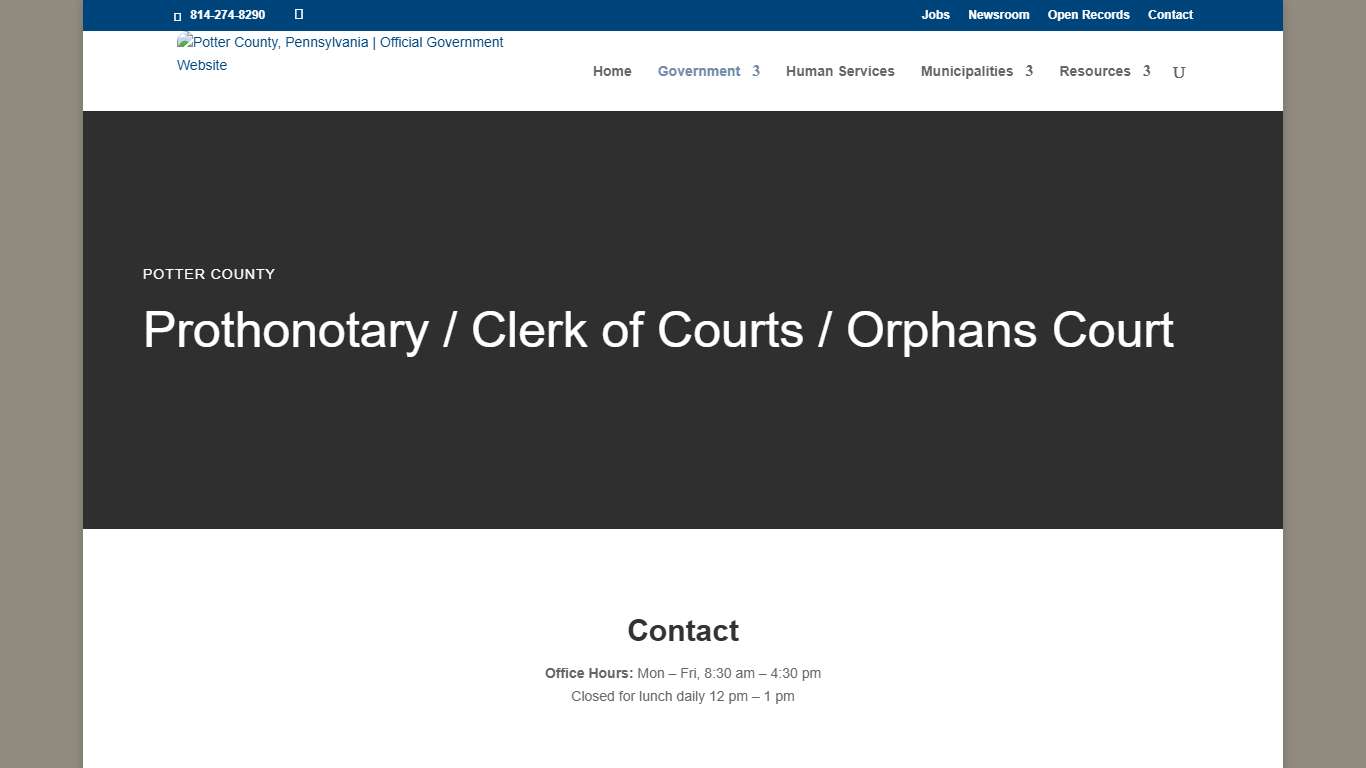 Prothonotary / Clerk of Courts / Orphans Court | Potter County, Pennsylvania | Official Government Website
