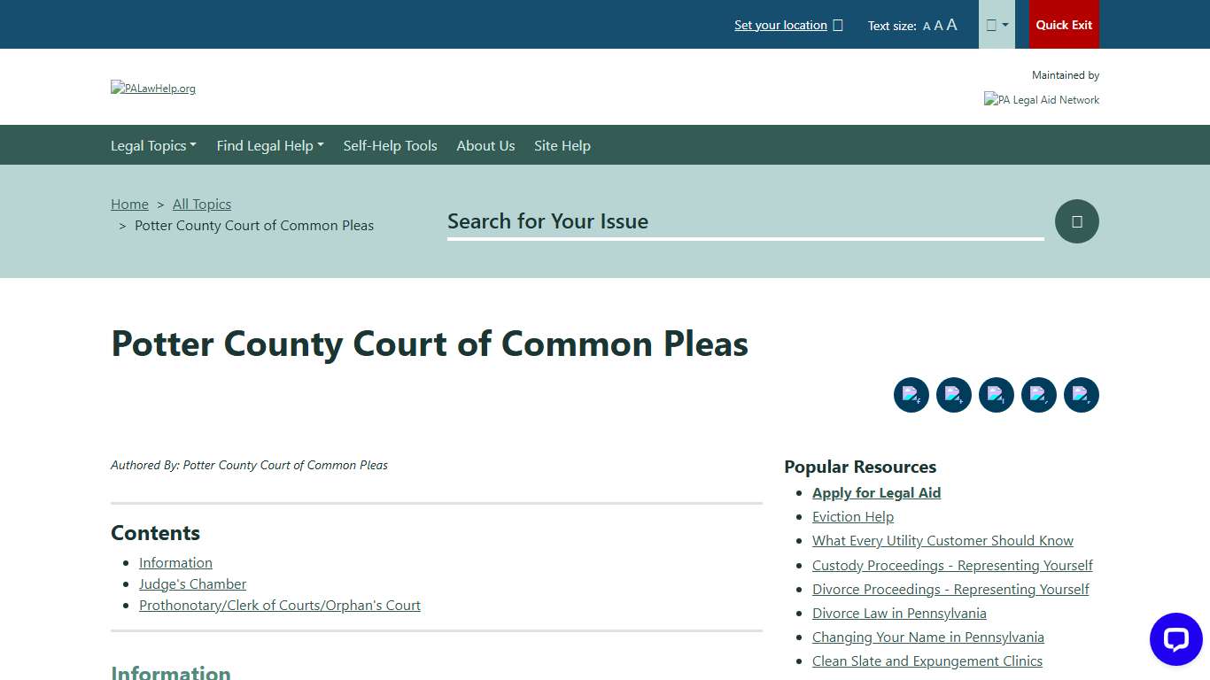 Potter County Court of Common Pleas | PALawHELP.org - Your Online Guide to Legal Information and Legal Services in Pennsylvania